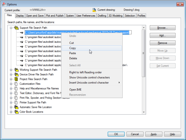 cannot find specified drawing file autocad