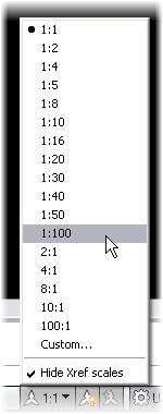 AutoCAD's default metric scale list