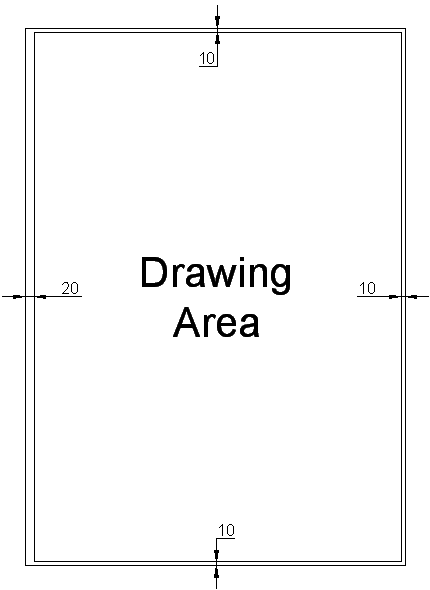 BS ISO Engineering drawing frame border Sizes Portrait