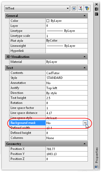 The AutoCAD Properties Palette