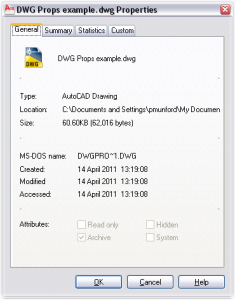 DWG Props General Tab