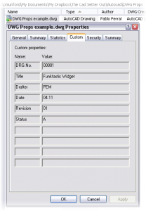 DWG Props Windows Custom Tab