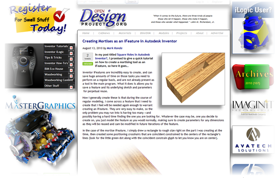 Mark Randa Open Design Project Inventor mortise iFeature