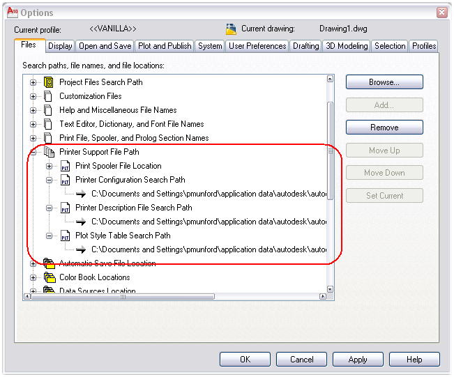 autocad plot style tables pen settings