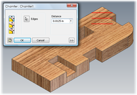 Creating a chamfer with Autodesk Inventor