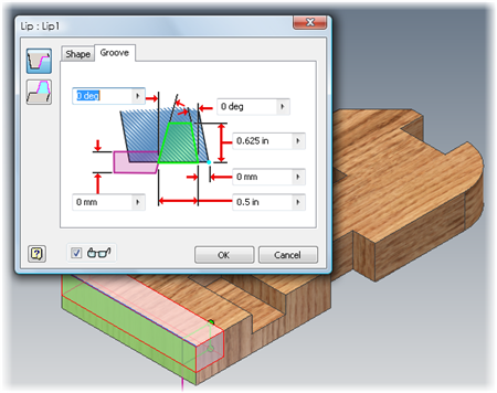 Creating a Rebate (or Rabett) with the Autodesk Inventor Lip tool