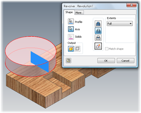Creating a revolved cut with Autodesk Inventor