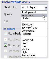 AutoCAD's Shaded Viewport Options Drop down