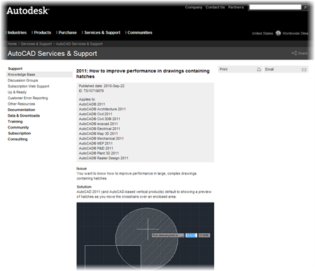 The Autodesk AutoCAD Knowledge base: How to improve performance in drawings containing hatches