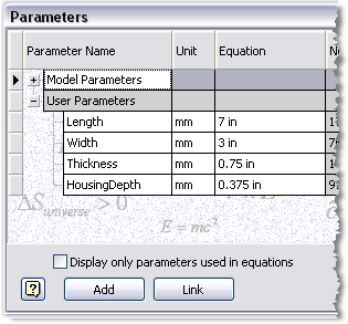 Autodesk Inventor - Adding known Parameters