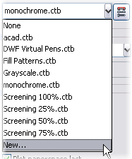 AutoCAD's available Pen Tables - Plot Styles