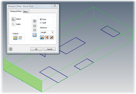 Thickening a surface with Autodesk Inventor
