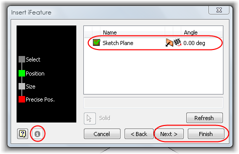 Re-sizing an Autodesk Inventor iFeature during placement