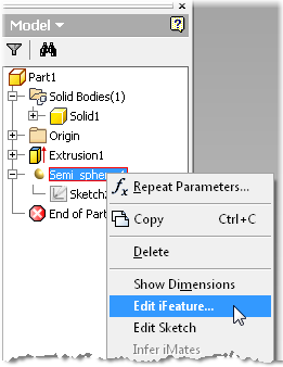 Editing an Autodesk Inventor iFeature