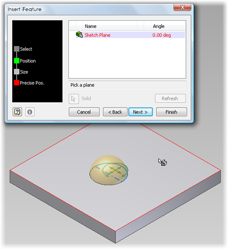 Positioning an Autodesk Inventor iFeature