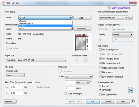 The AutoCAD Plot Dialogue