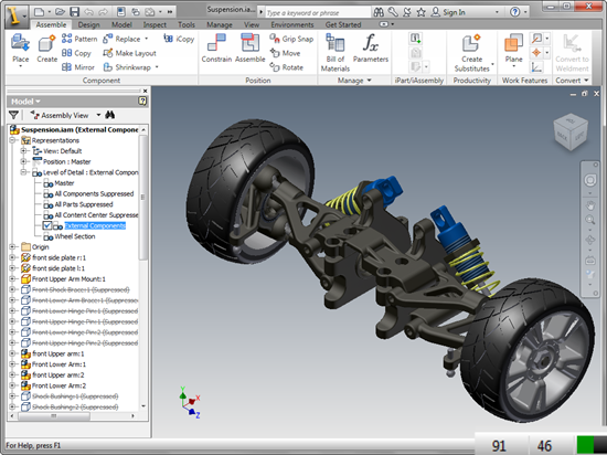 The Inventor Suspension Assembly External Components LOD