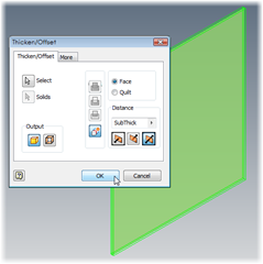 Inventor Thicken surface by 'SubThick'