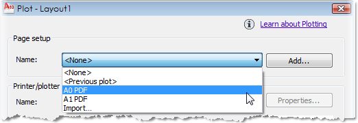 Plot - Dialogue, imported page setups