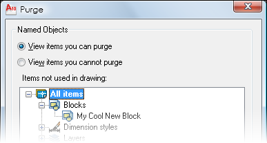 AutoCAD purge blocks