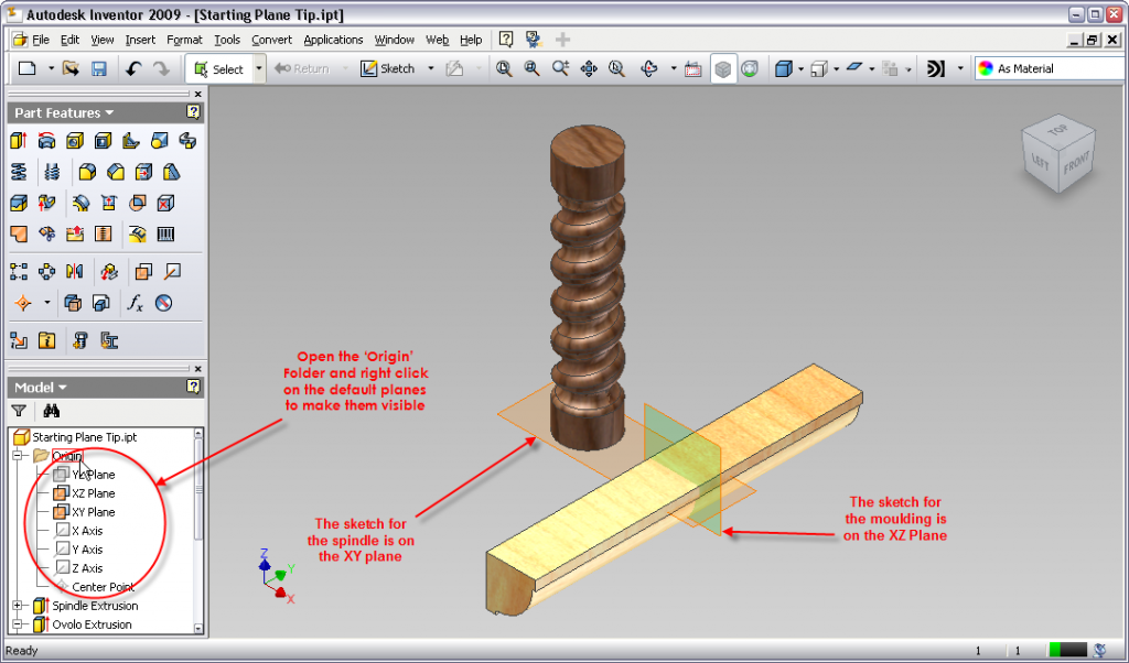 Autodesk Inventor - create the initial sketch on the correct plane