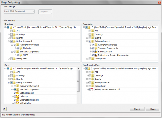 The Autodesk Inventor iLogic Design Copy Dialouge