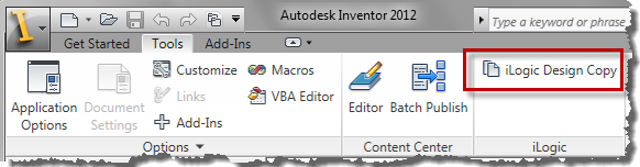 The Autodesk Inventor iLogic Design Copy Tool