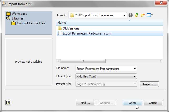 The Autodesk Inventor Import Parameters dialog