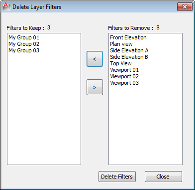 The AutoCAD Delete Filters command