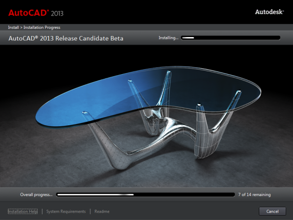 AutoCAD 2013 Install screen