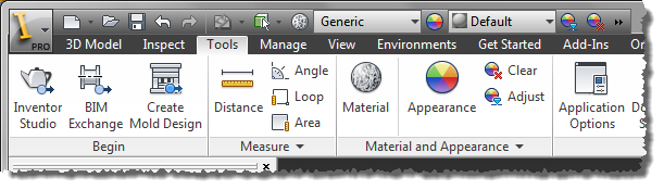 Autodesk Inventor 2013 Materials and apperances drop downs