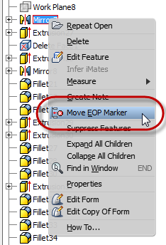 Autodesk Inventor 2013 Move End of part Marker