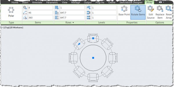 AutoCAD parametric Array command