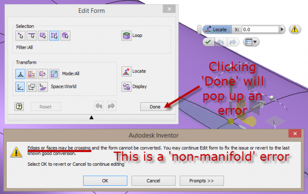 T-Splines for Inventor troubleshooting - Non manifold  error message