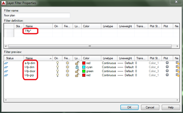 AutoCAD Layer properties filter by name