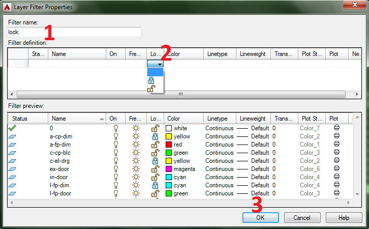 AutoCAD Layer properties filter by property