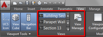 AutoCAD Views panel