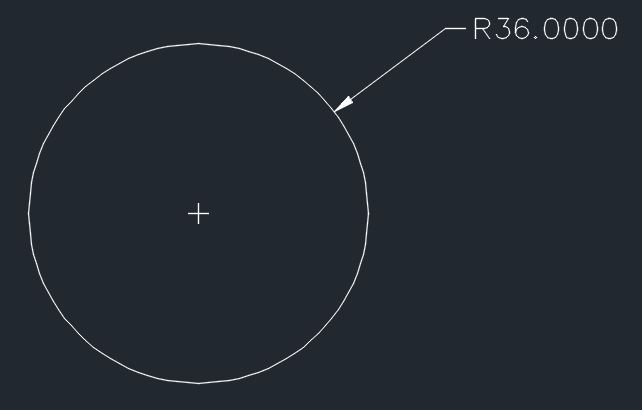 A Circle with Dimension Annotation drawn in AutoCAD