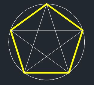 A circle around a polygon around a star drawn in AutoCAD