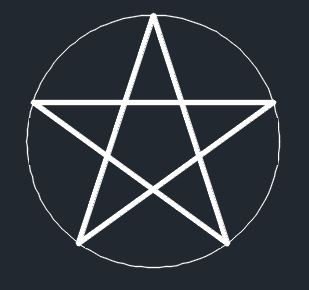 A pentagram drawn in AutoCAD