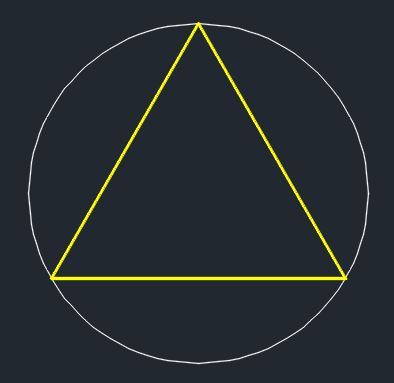 A triangle drawn in a circle  drawn in AutoCAD