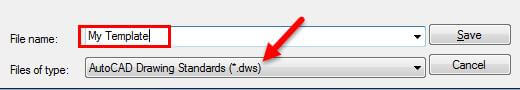 AutoCAD standards manager saving a .DWS standards template