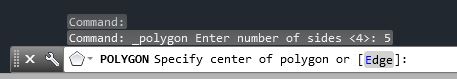 The AutoCAD Polygon command line