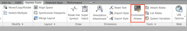 AutoCAd Edit Aliases Express Tool