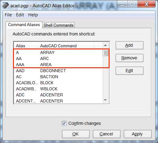 AutoCAD Command Aliases