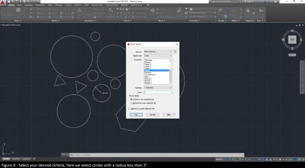 AutoCAD 100 Circles QSELECT Radius