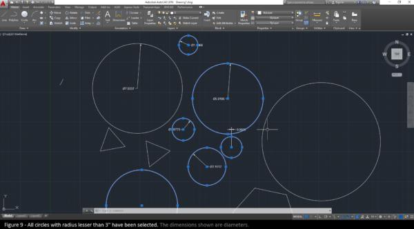 AutoCAD 100 Circles QSELECT Radius Dimensions
