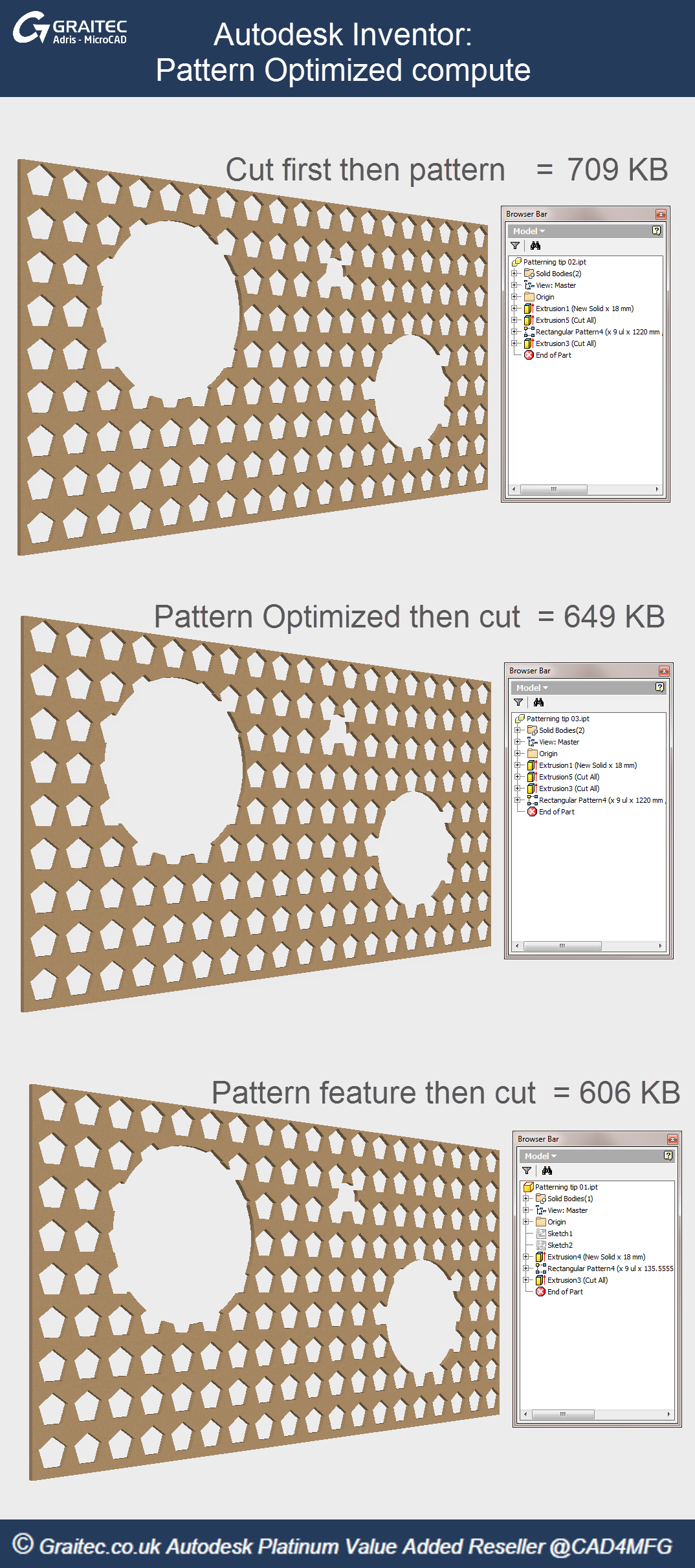 Autodesk Inventor pattern optimisation tips