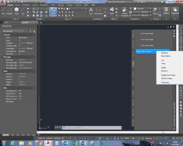 Editing block properties on an AutoCAD Tool Palette