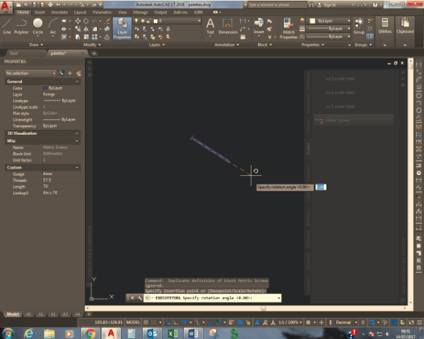 Insert block from AutoCAD Tool Palette with rotation